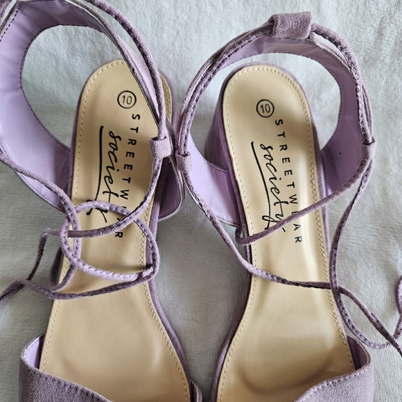 Women's Kitten Heel Lace Up Open Toe Sandals Sz 10 - Picture 5 of 7